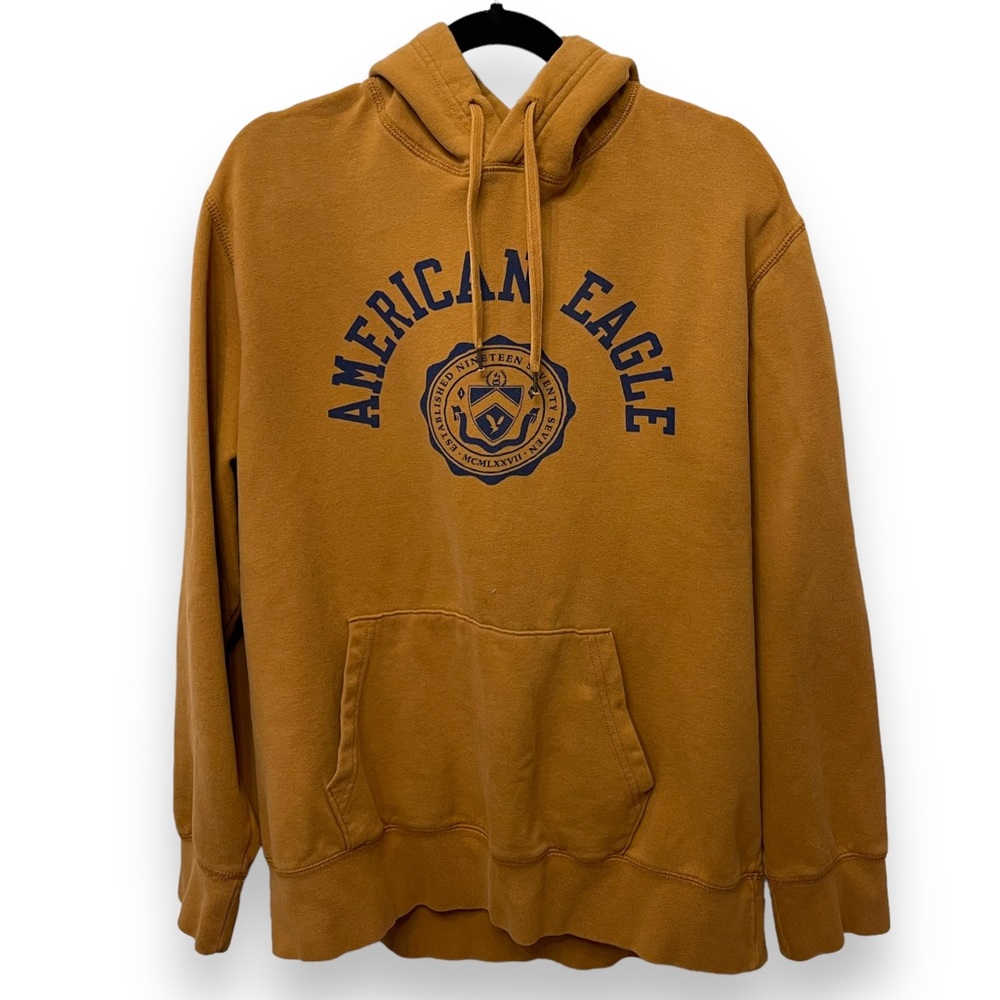 Vintage American Eagle Graphic Yellow Hoodie - X Large